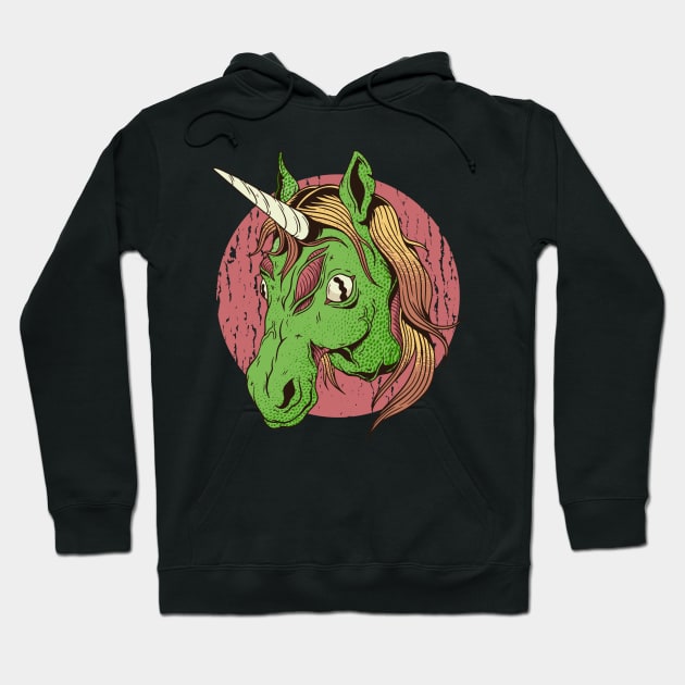 Zombiecorn Retro Creepy Halloween Zombie Unicorn Hoodie by M n' Emz Studio